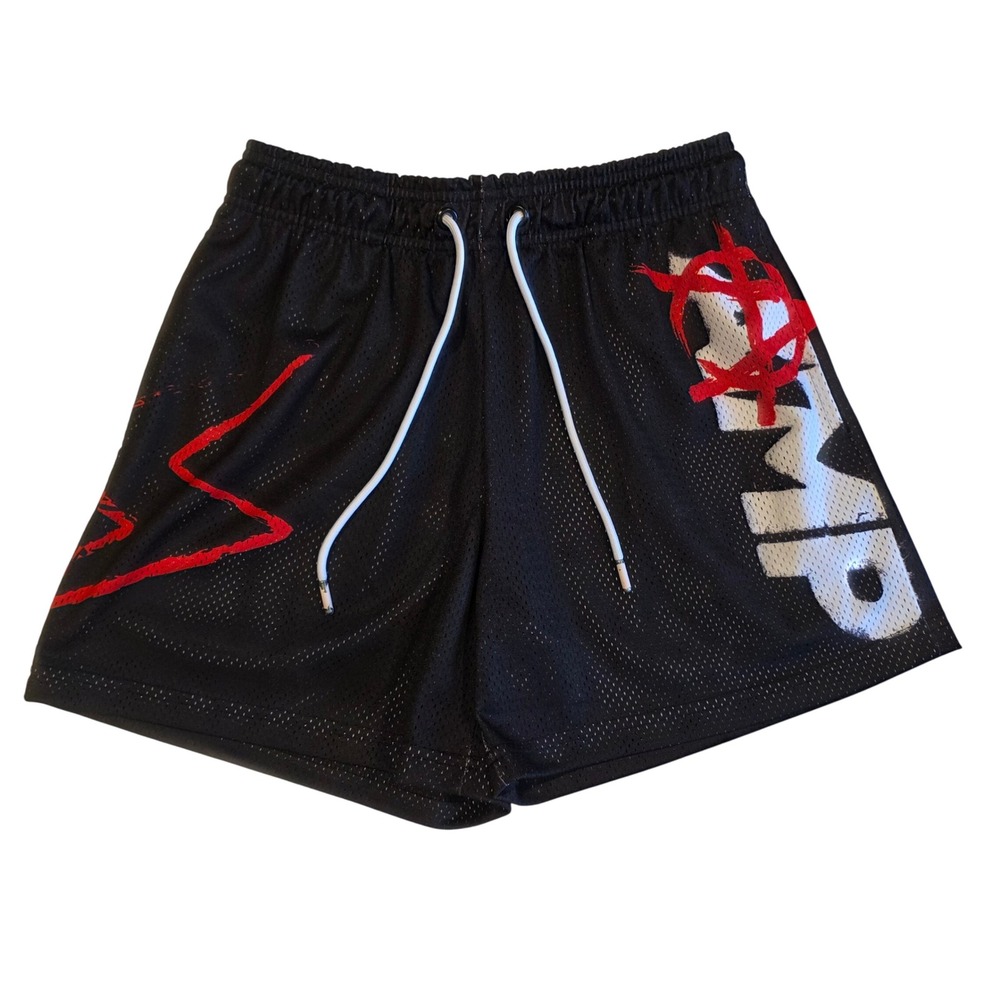 Official AMP Any Means Possible Kai Cenat Black Mesh Basketball Shorts Medium
